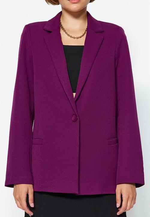 Trendyol - Regular Woven Blazer Jacket with Lining Details - Dark Purple