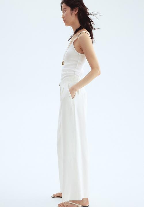 H&M - Wide ankle-length trousers - white