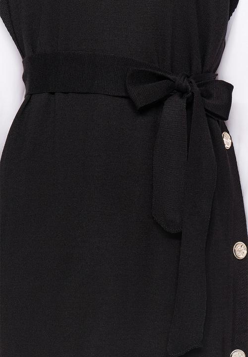 Trendyol - Button Detailed Knitwear Sweater Dress - Black