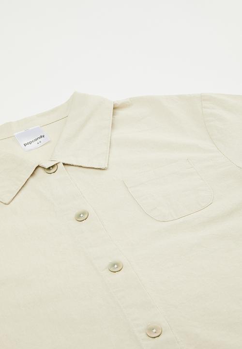 Pop Candy - Short-sleeved shirt & shorts set - beige