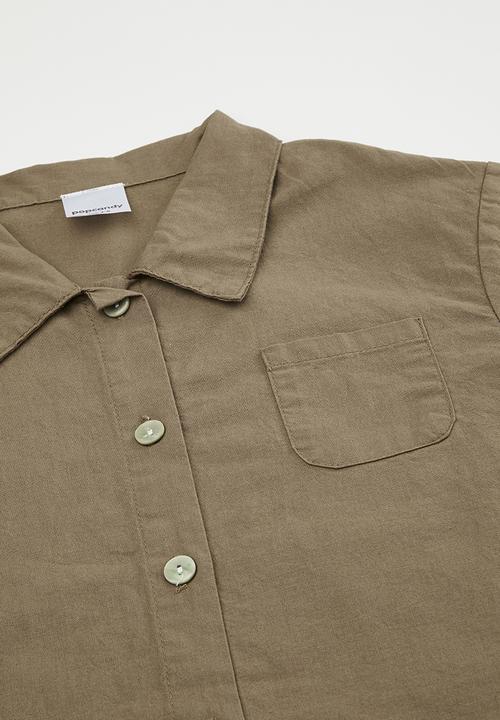 Pop Candy - Short-sleeved shirt & shorts set - taupe brown