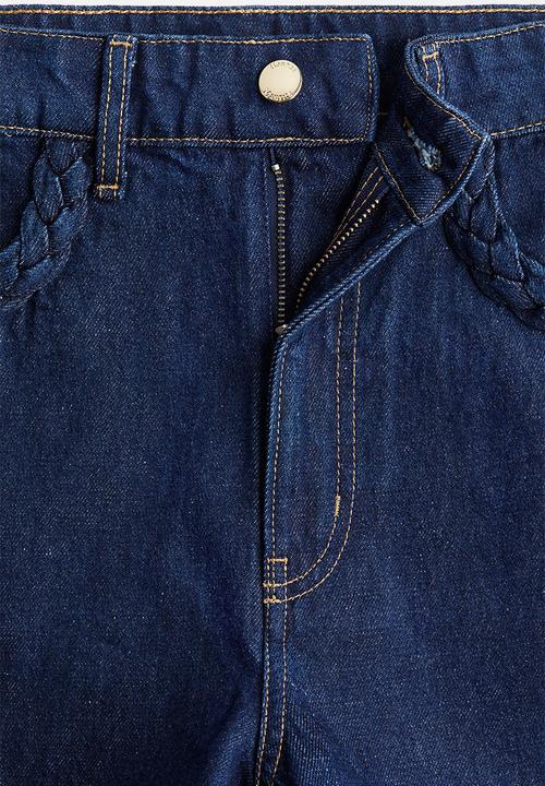 H&M - Braided-trim denim shorts - dark denim blue