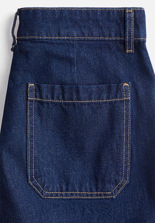 H&M - Braided-trim denim shorts - dark denim blue