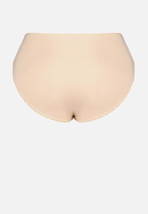 Trendyol - Plus size 3-pack cotton classic panties - black-white-skin