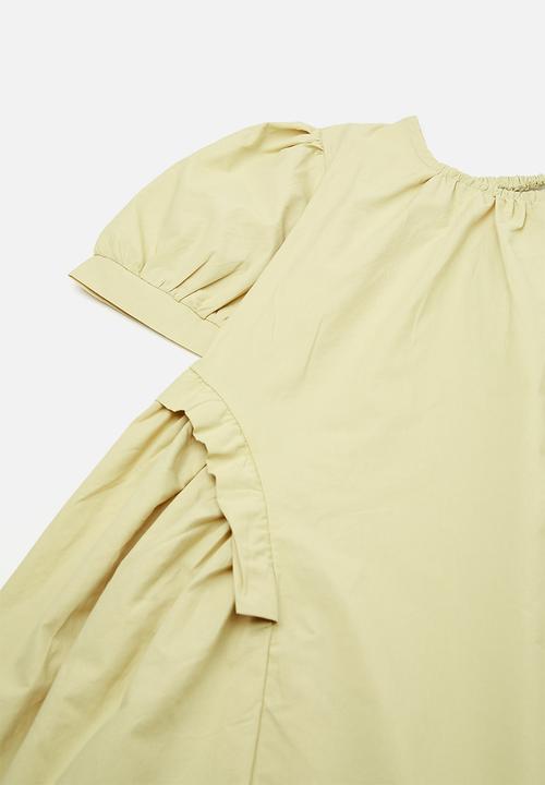 Pop Candy - Gathered bust and side panel dress with matching sling pouch - khaki