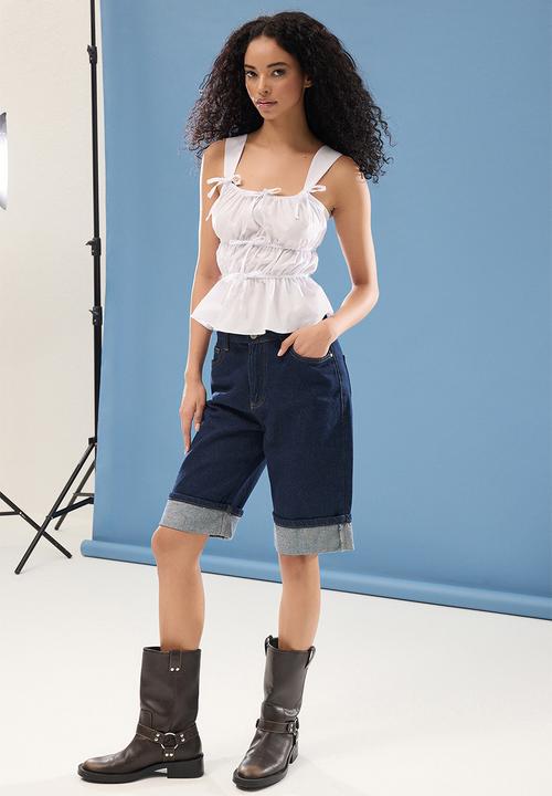 Trendyol - Square Neck Gathered Woven Blouse - White