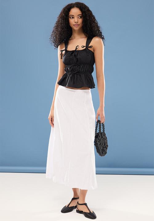 Trendyol - Square Neck Gathered Woven Blouse - Black