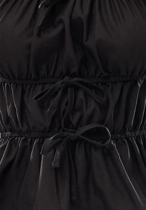 Trendyol - Square Neck Gathered Woven Blouse - Black