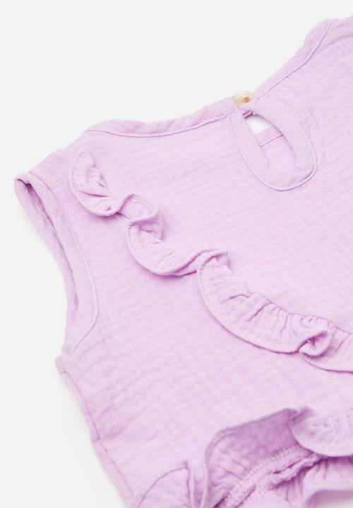Pop Candy - Baby cotton ruffle hem top with matching pants - lilac