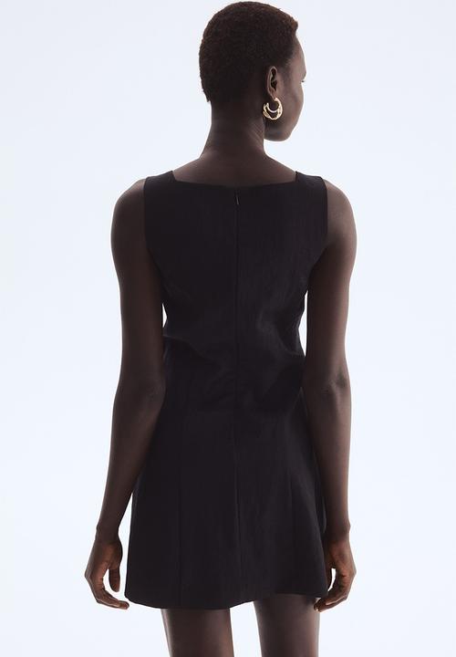 H&M - Square-neck twill dress - black