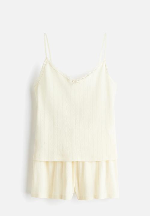 H&M - Cotton pointelle pyjamas - light yellow