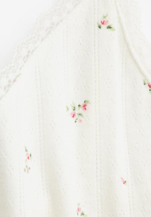 H&M - Pointelle nightslip - cream/floral 