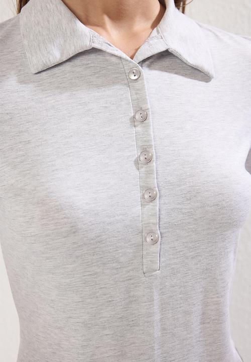 Trendyol - Polo Neck Three-Quarter Sleeve Knitted Blouse - Grey Melange