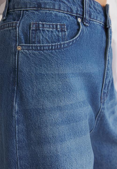 Trendyol - High Waist Extra Wide Leg Palazzo Jeans - Blue