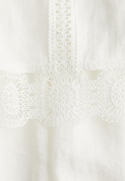 H&M - Embroidery-detail playsuit - white