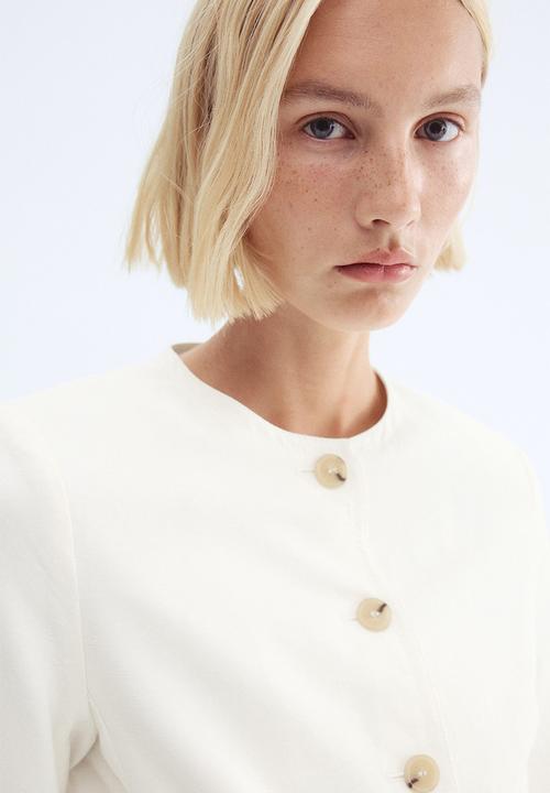 H&M - Linen-blend blazer - cream
