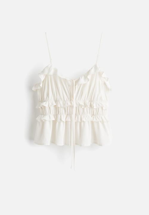 H&M - Frill-trimmed strappy top - white