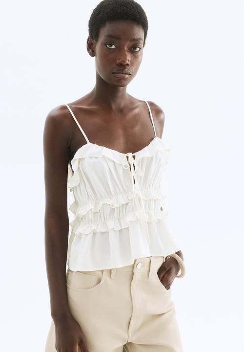 H&M - Frill-trimmed strappy top - white