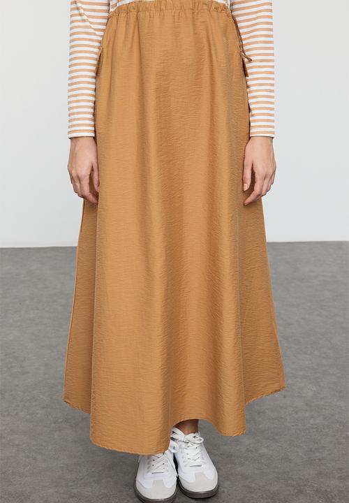Trendyol - Parachute Fabric Camel Dress and Jacket Set - Camel