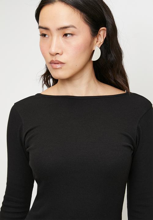 boohoo - Rib tie back midaxi dress - black