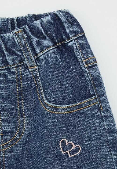 Pop Candy - Heart print denim jeans - stonewash