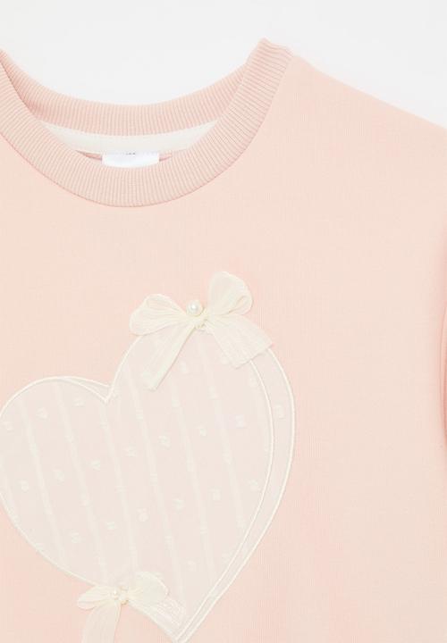 Pop Candy - Bow applique sweat top-pink