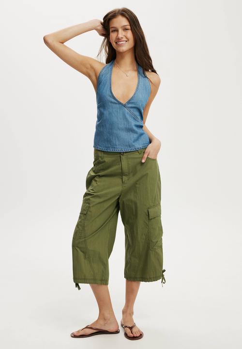 Cotton On - Avery wrap denim top - notion blue