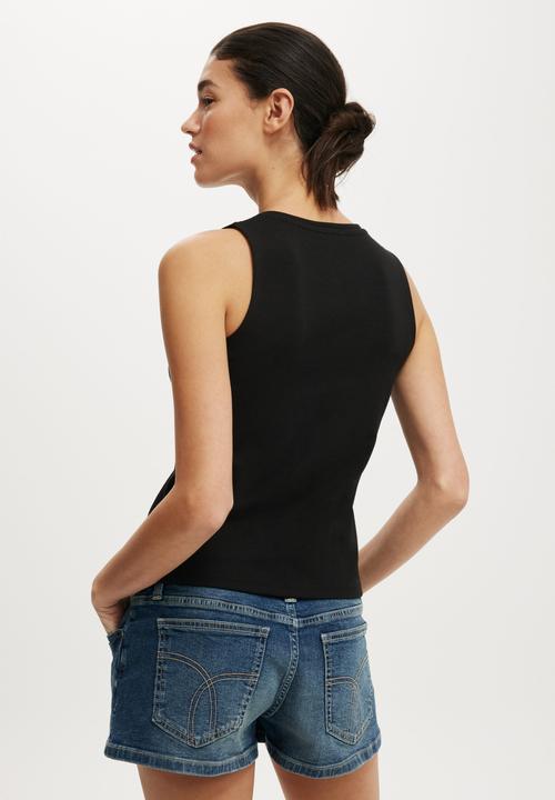 Cotton On - Bailey button detail vest - black