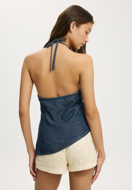 Cotton On - Sloan lightweight denim halter - Riviera blue