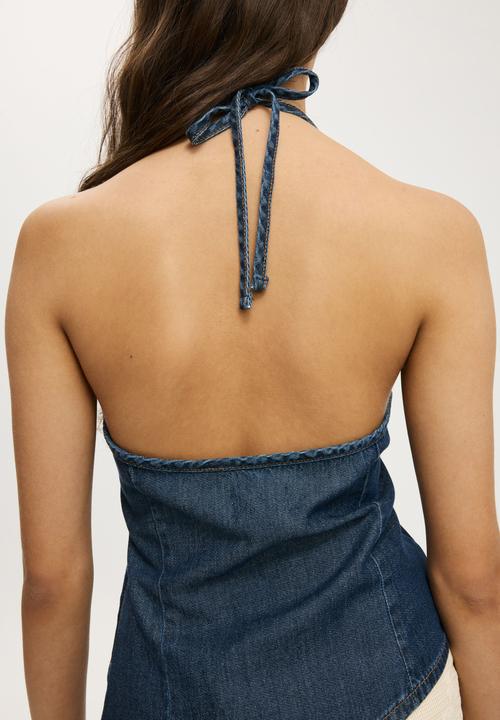 Cotton On - Sloan lightweight denim halter - Riviera blue