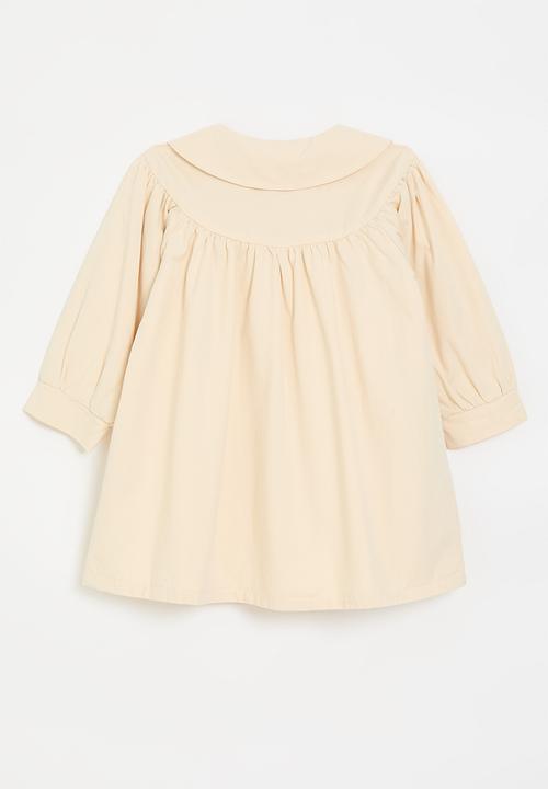Pop Candy - Vintage inspired dress with pointed flat collar - parchment white