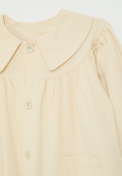 Pop Candy - Vintage inspired dress with pointed flat collar - parchment white