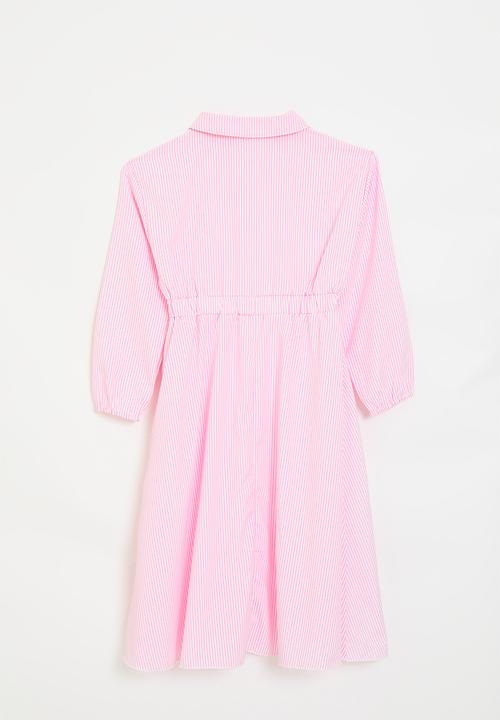 Pop Candy - Shirt dress with elasticated waist - pink/white/candy stripes