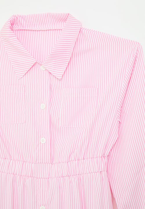 Pop Candy - Shirt dress with elasticated waist - pink/white/candy stripes