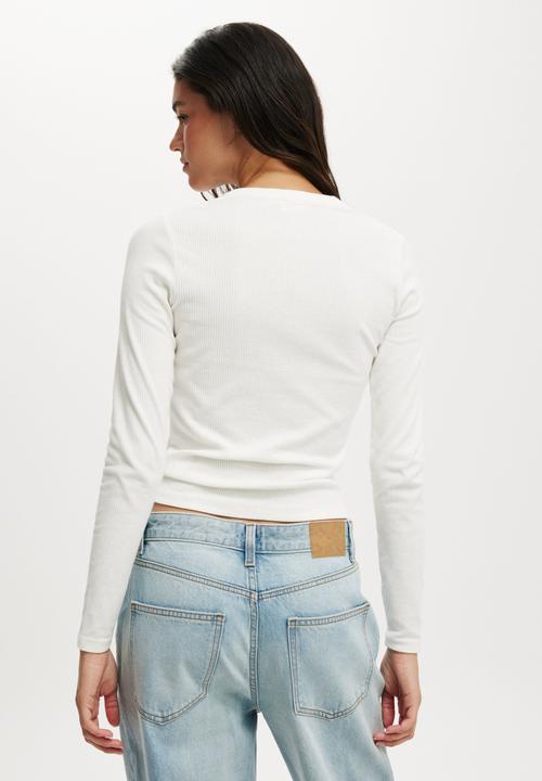 Cotton On - Ryan henley long sleeve - vintage white