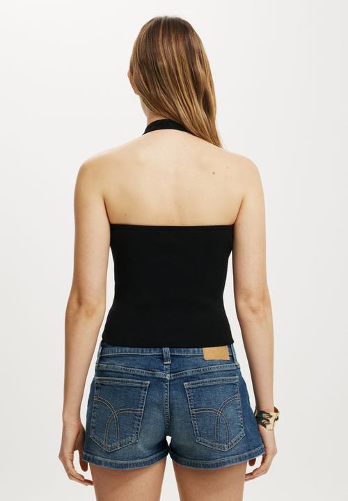 Cotton On - Knit halter tort ring - black