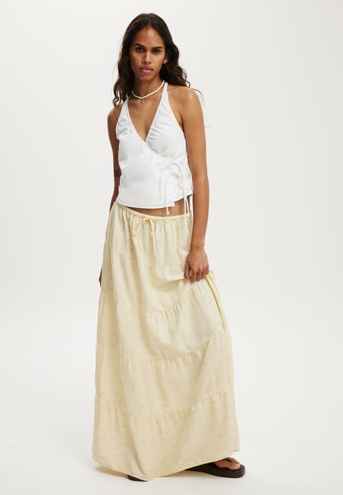 Cotton On - Haven multi tiered maxi skirt - nellie floral vanilla glow