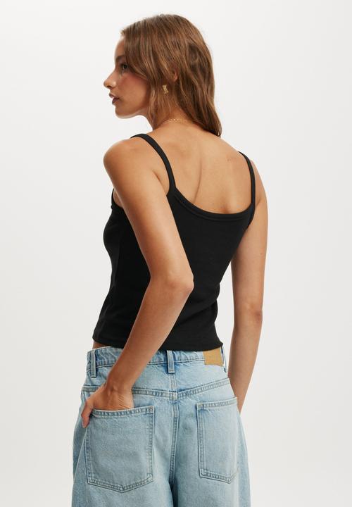 Cotton On - Goldie rib scoop cami - black