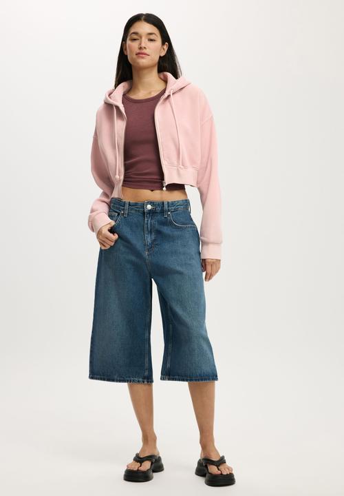 Cotton On - Cropped zip through hoodie - washed spellbound