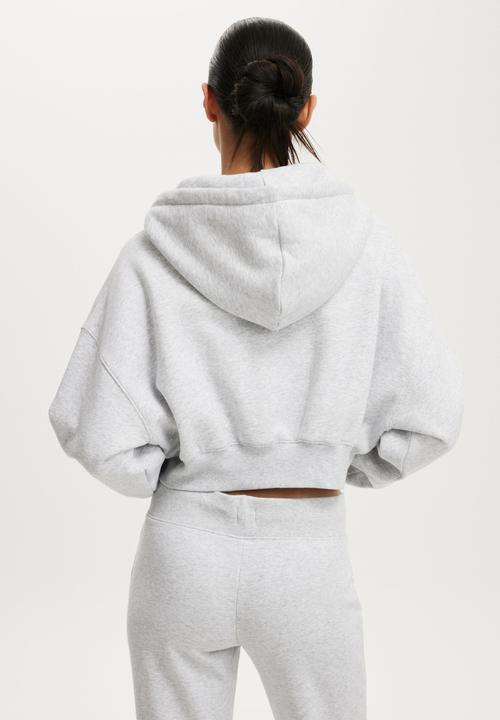 Cotton On - Cropped zip through hoodie - soft grey marle