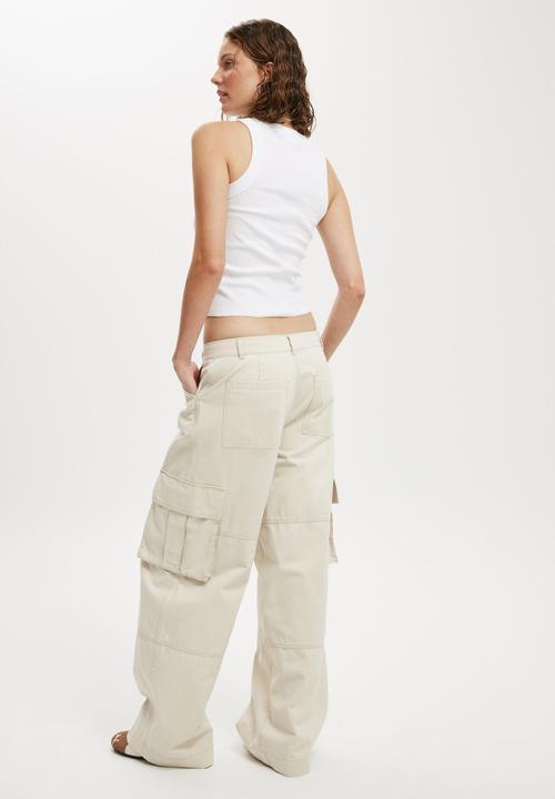 Cotton On - Benny cargo pant - washed ecru
