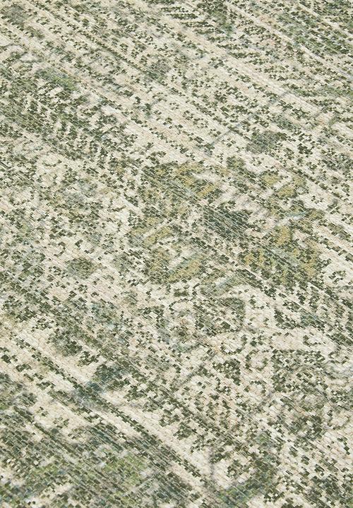 Sixth Floor - Cotton chenille plush distressed rug - green 