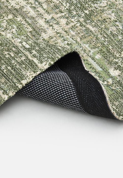 Sixth Floor - Cotton chenille plush distressed rug - green 