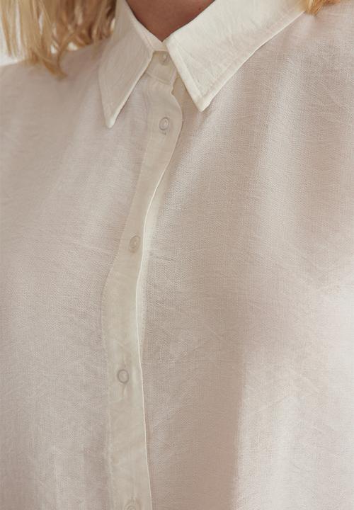 Trendyol - Zero Sleeve Linen Look  Regular Fit Woven Shirt - White