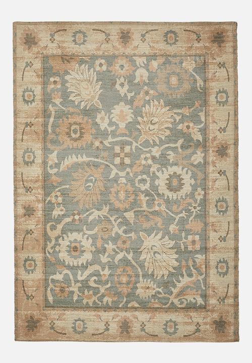 Cotton chenille plush antique rug - rust