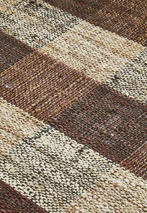Sixth Floor - Handwoven Check Jute Durrie - Natural