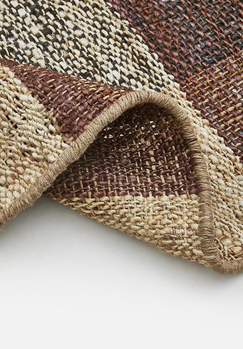 Sixth Floor - Handwoven Check Jute Durrie - Natural