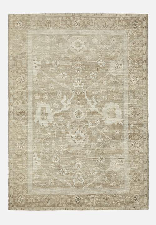 Cotton chenille plush antique rug - natural