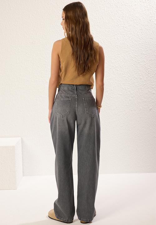 Trendyol - Low Waist Loose Baggy Jeans - Grey