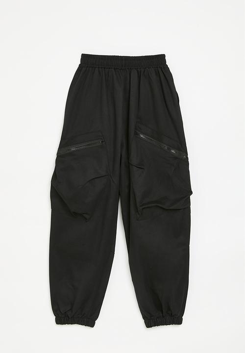 Pop Candy - Cargo pants with diagonal zips - black 